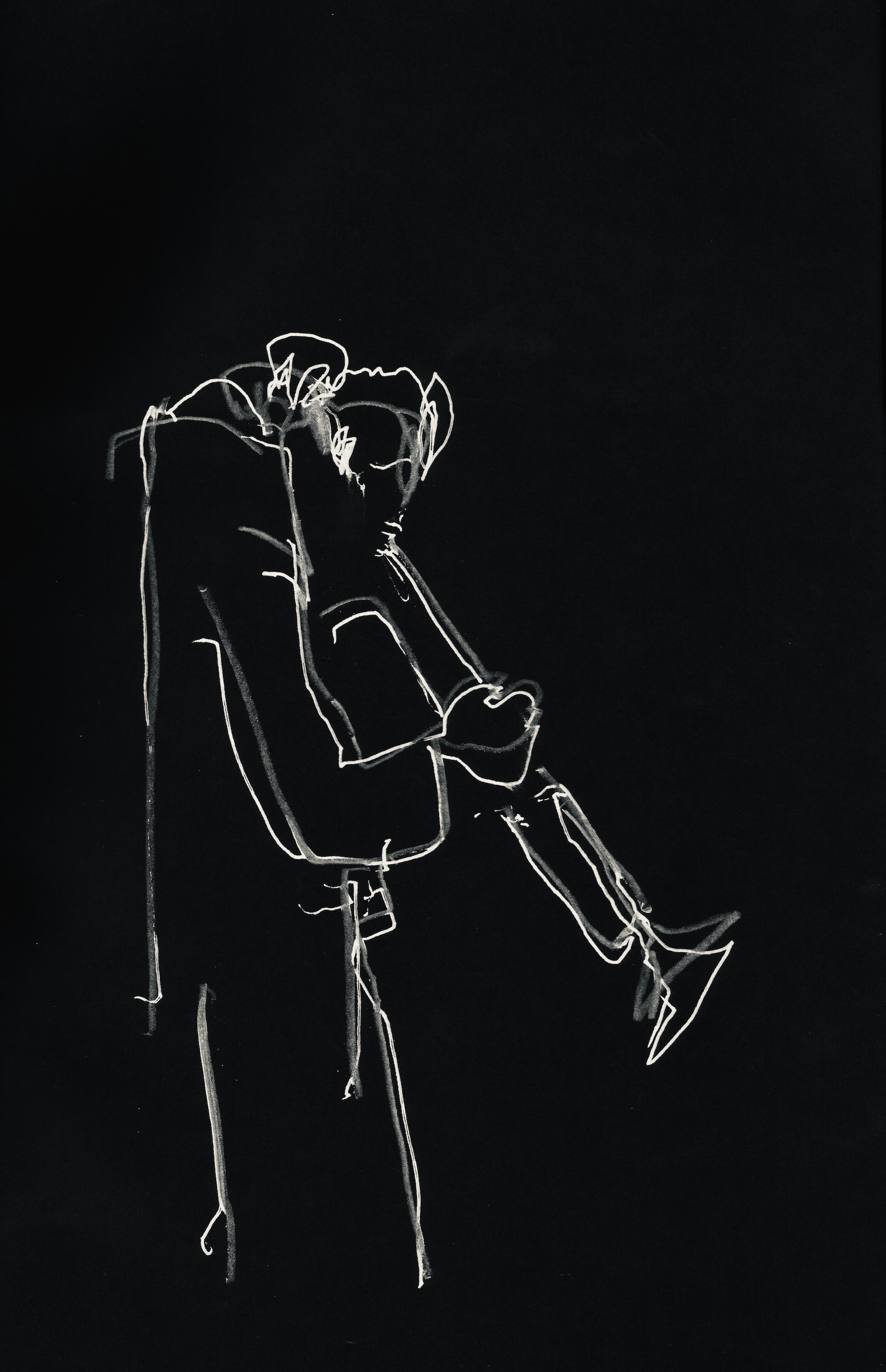 Trumpet Player White on Black