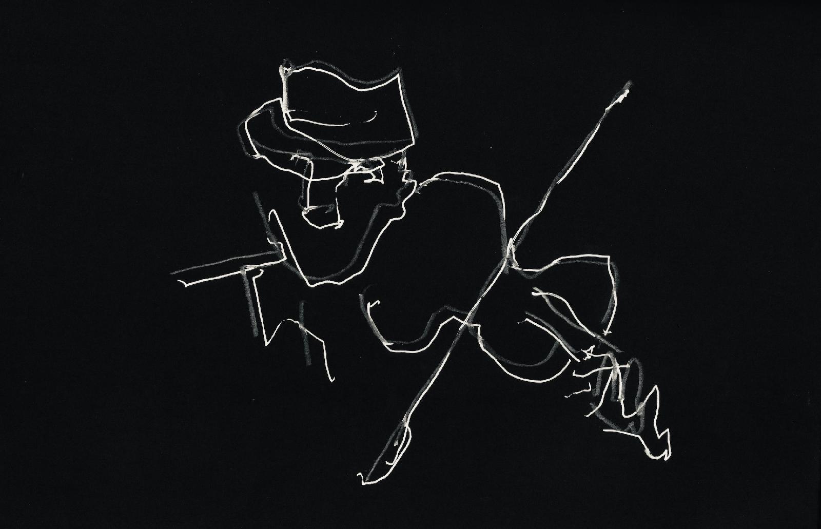 Violin Player Black On White Drawing